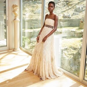 32. Cinq a sept $790 Cora Gown - Cream Strapless Maxi Dress